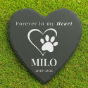Personalised Heart Pet Grave Marker – Slate Dog Memorial Garden Plaque with Name, Dates & Tribute