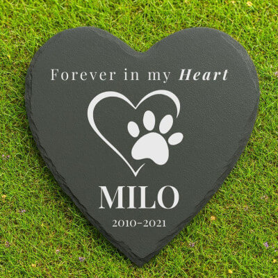 Personalised Heart Pet Grave Marker – Slate Dog...