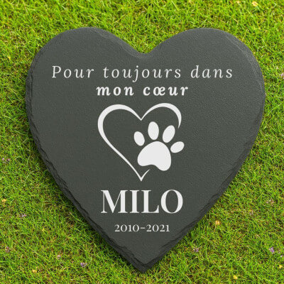 Pierre commémorative chien cœur personnalisée –...