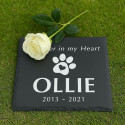 Personalised Square Pet Grave Marker – Slate Dog Memorial Garden Plaque with Name, Dates & Tribute