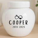 Personalised Ceramic Pet Urn – Dog Cremation Urn for Ashes with Name, Dates & Eternal Love Design