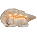 Angel Dog Pet Memorial Stone with Solar LED Light – Weatherproof Resin Grave Marker