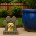 Paw-Shaped Pet Memorial Headstone with Photo & Tribute – Weatherproof Resin Grave Marker for Outdoor Display