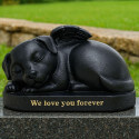 Black Sleeping Angel Dog Pet Memorial Urn – Outdoor Resin Grave Marker for Garden Display